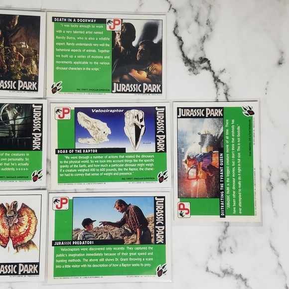 Vintage JP Topps Trading Cards Lot of 10 Jurassic Park Movie Cards Lot #2 - Picture 8 of 12